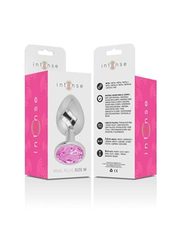 Intense - Aluminum Metal Anal Plug with Pink Crystal Size M