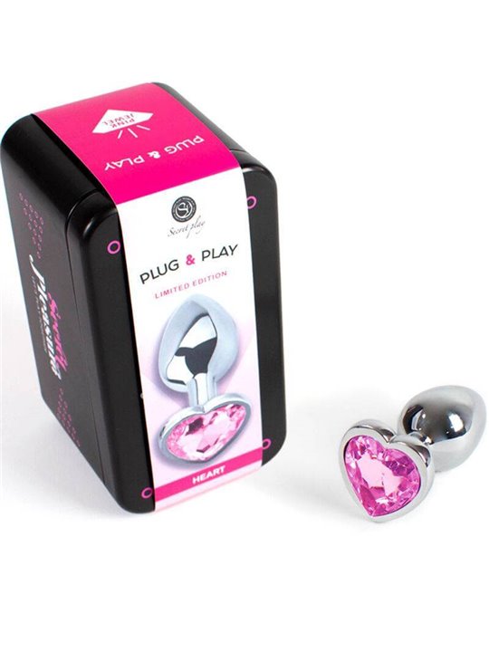 Secretplay - Metal Butt Plug Fuchsia Heart Small Size 7 CM