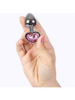 Secret Play - Metal Butt Plug Fuchsia Heart Small Size 7 CM