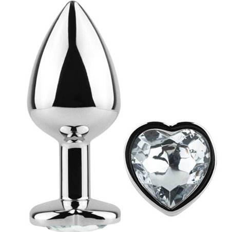 Secretplay - Metal Butt Plug Clear Crystal Heart Small Size 7 CM