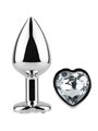 Secret Play - Metal Butt Plug Clear Crystal Heart Small Size 7 CM
