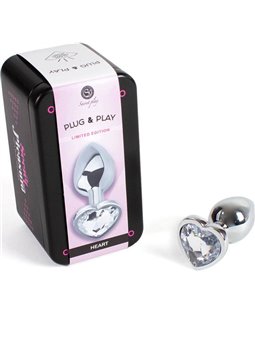 Secretplay - Metal Butt Plug Clear Crystal Heart Small Size 7 CM