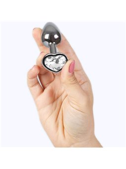 Secretplay - Metal Butt Plug Clear Crystal Heart Small Size 7 CM