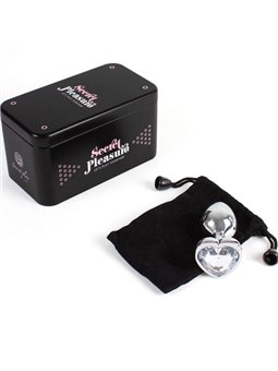 Secret Play - Metal Butt Plug Clear Crystal Heart Small Size 7 CM
