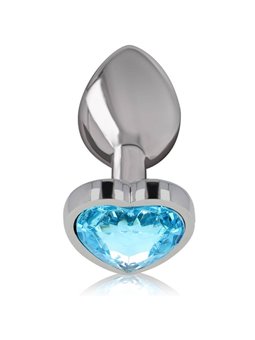 Intense - Metal Aluminum Anal Plug Heart Blue Size S