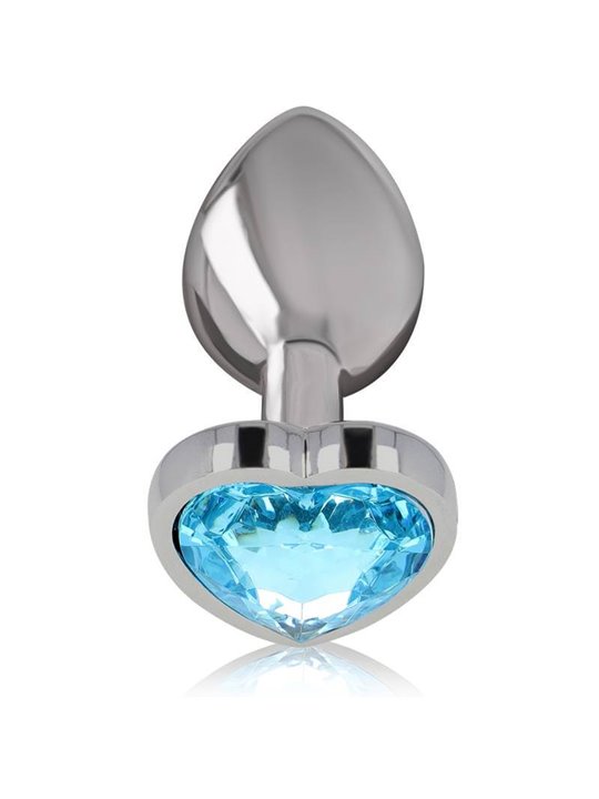 Intense - Metal Aluminum Anal Plug Heart Blue Size S