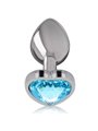 Intense - Aluminum Metal Anal Plug Blue Heart Size S