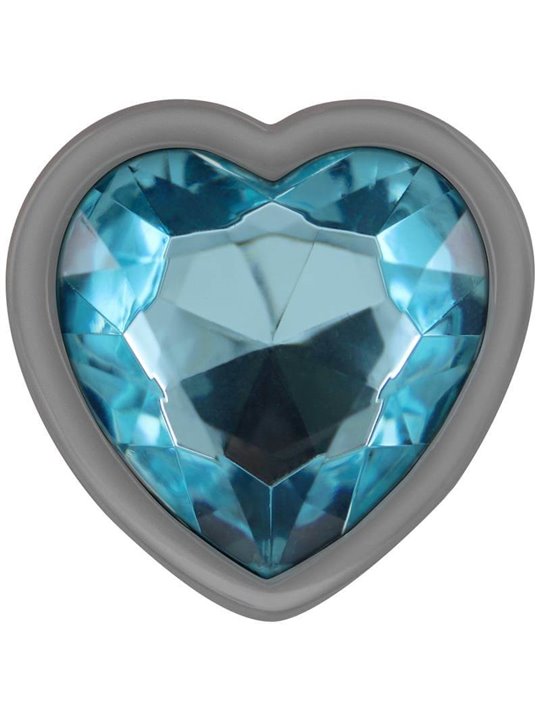 Intense - Metal Aluminum Anal Plug Heart Blue Size S