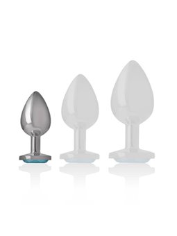 Intense - Aluminum Metal Anal Plug Blue Heart Size S