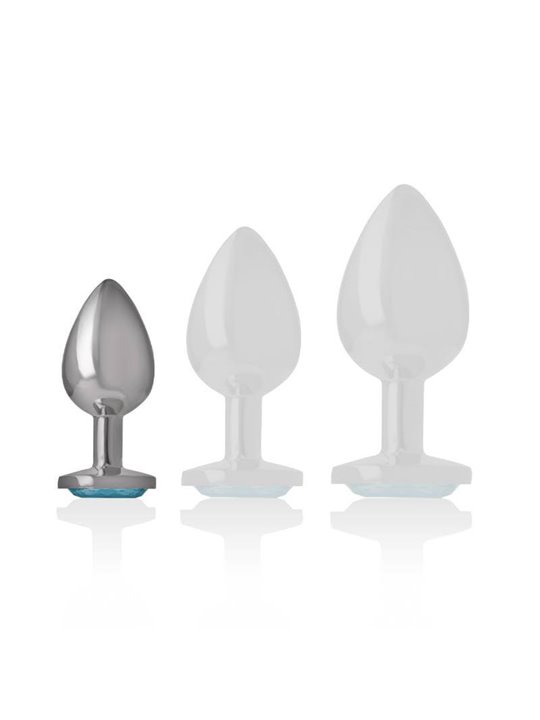 Intense - Aluminum Metal Anal Plug Blue Heart Size S