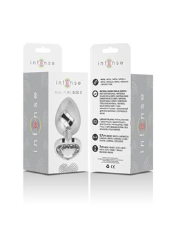 Intense - Metal Aluminum Anal Plug Heart White Size S