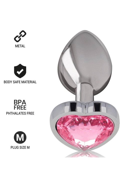 Intense - Aluminum Metal Anal Plug Pink Heart Size M