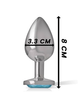 Intense - Aluminum Metal Anal Plug Blue Heart Size M