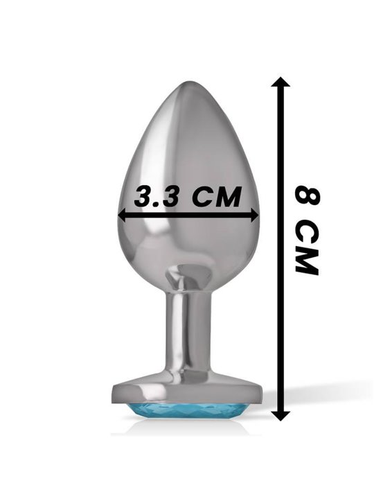Intense - Aluminum Metal Anal Plug Blue Heart Size M