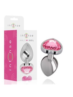 Intense - Aluminum Metal Anal Plug Pink Heart Size L