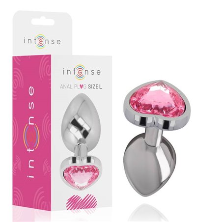 Intense - Metal Aluminum Anal Plug Heart Pink Size L
