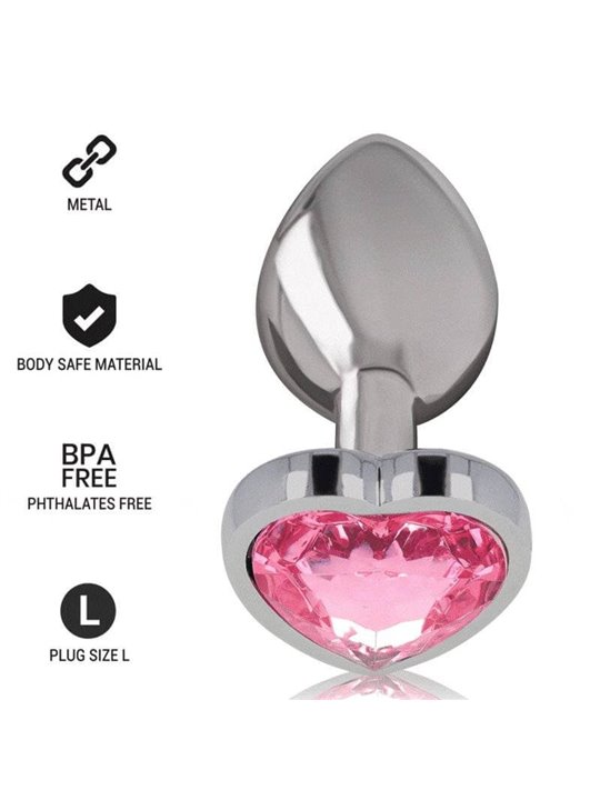 Intense - Metal Aluminum Anal Plug Heart Pink Size L