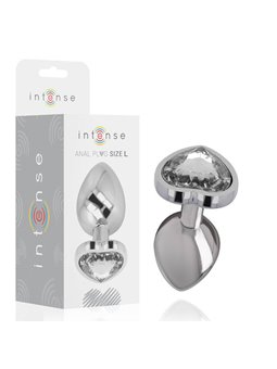 Intense - Anal Plug Metal Aluminum White Heart Size L