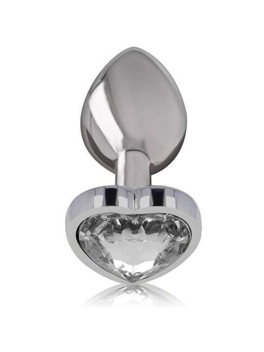 Intense - Anal Plug Metal Aluminum White Heart Size L