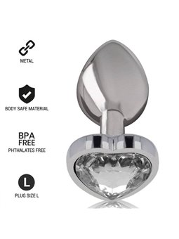 Intense - Anal Plug Metal Aluminum White Heart Size L