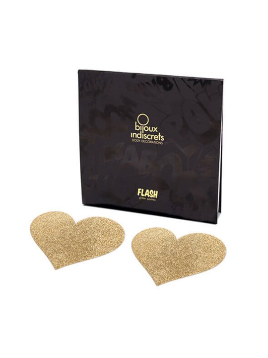 Bijoux - Indiscrets Flash Golden Heart Nipple Covers