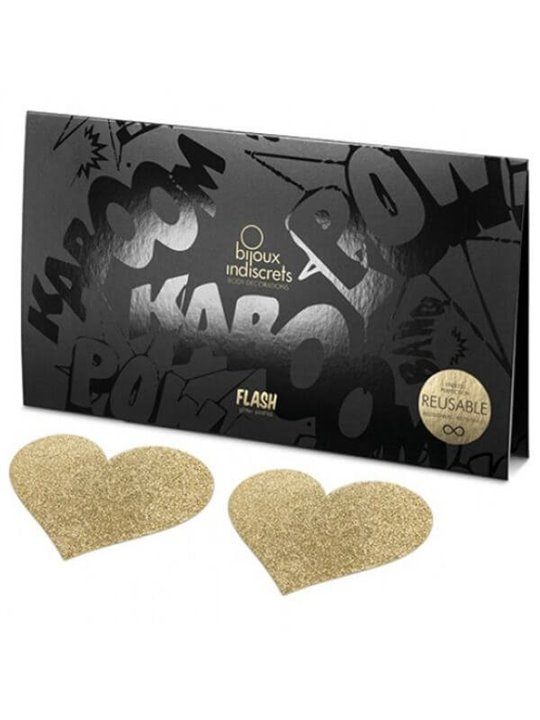Bijoux - Indiscrets Flash Golden Heart Nipple Covers