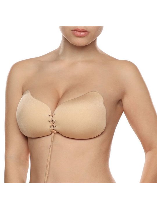 Bye-Bra Lace-It - Reggiseno Adesivo con Scollatura Regolabile - Coppa D Beige