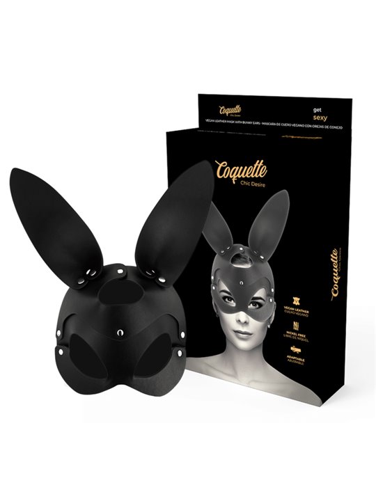 Coquette Chic Desire - Vegan Leather Mask with Rabbit Ears