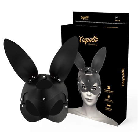 Coquette Chic Desire - Vegan Leather Mask with Rabbit Ears