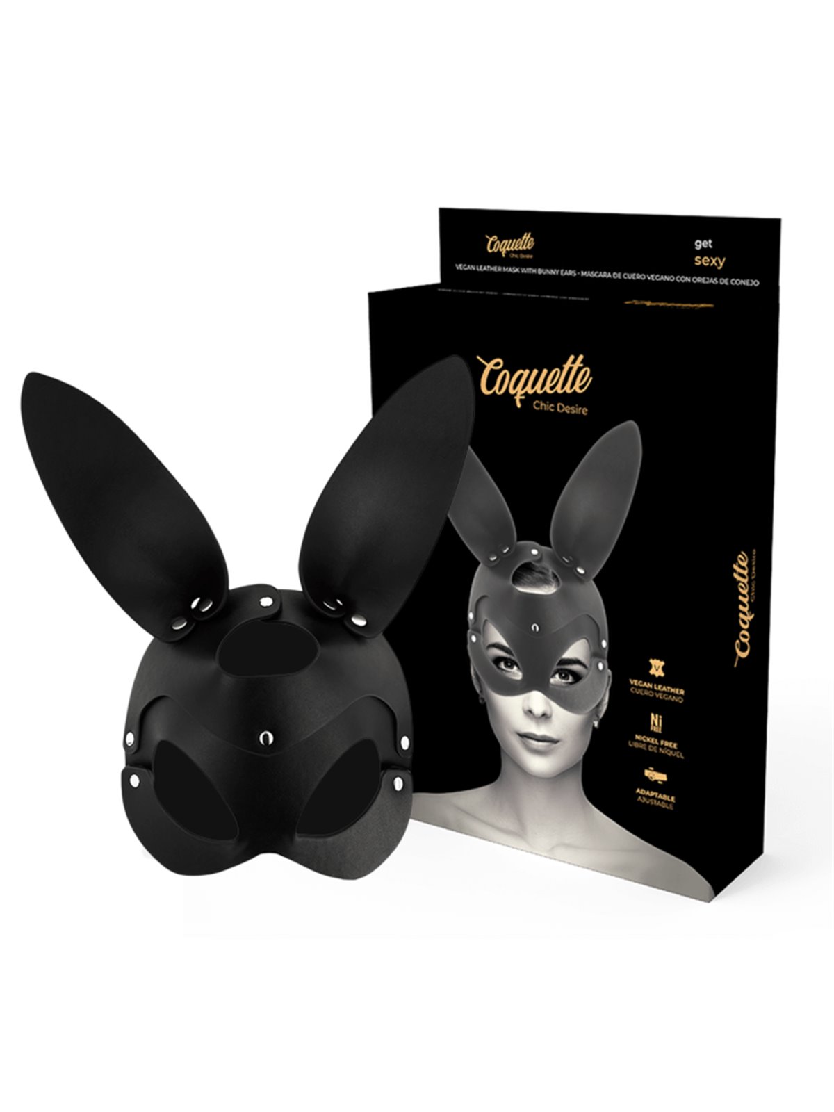 Coquette Chic Desire - Vegan Leather Mask with Rabbit Ears