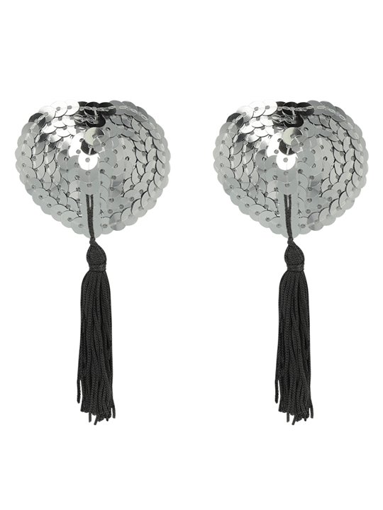 Coquette Chic Desire - Copricapezzoli Argentati Cuore con Pallets e Nappe