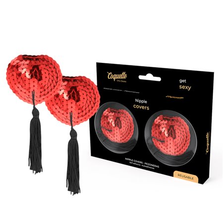 Coquette Chic Desire - Copricapezzoli Rossi Cuore con Pallets e Nappe