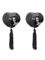 Coquette Chic Desire - Copricapezzoli Neri Cuore con Pallets e Nappe
