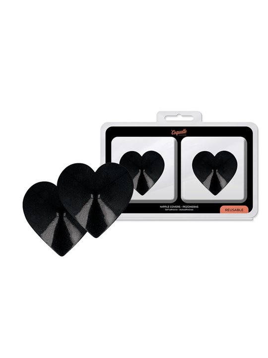 Coquette Chic Desire - Copricapezzoli Neri a Forma di Cuore