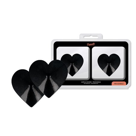 Coquette Chic Desire - Copricapezzoli Neri a Forma di Cuore