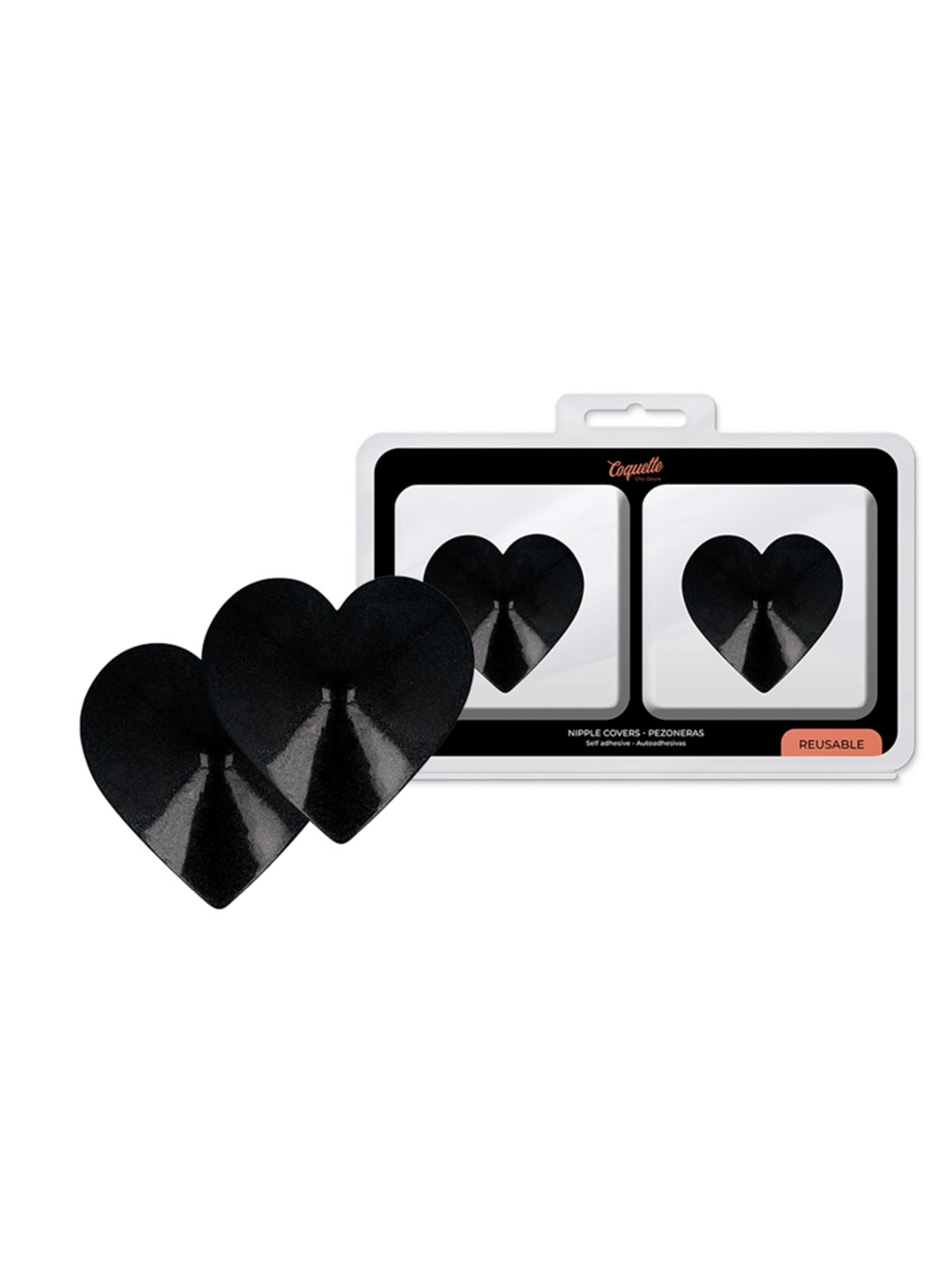 Coquette Chic Desire - Copricapezzoli Neri a Forma di Cuore