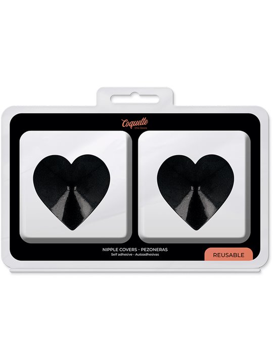 Coquette Chic Desire - Copricapezzoli Neri a Forma di Cuore