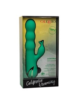 CalExotics Sonoma Satisfier - Vibratore Rabbit in Silicone con Aspirazione - Verde