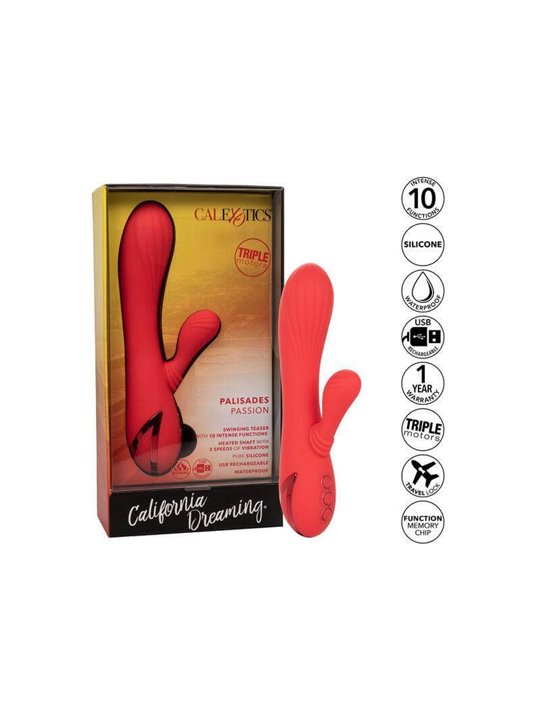 CalExotics Palisades Passion - Vibratore Rabbit Riscaldante 10 Funzioni - Rosso
