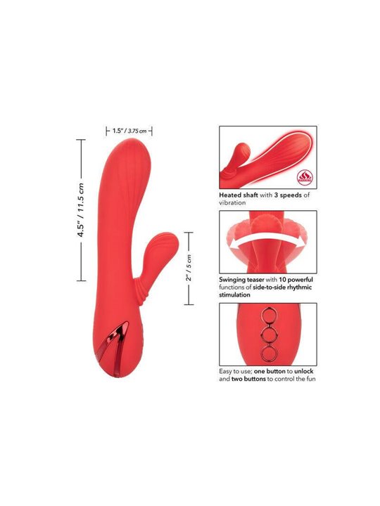 CalExotics Palisades Passion - Vibratore Rabbit Riscaldante 10 Funzioni - Rosso