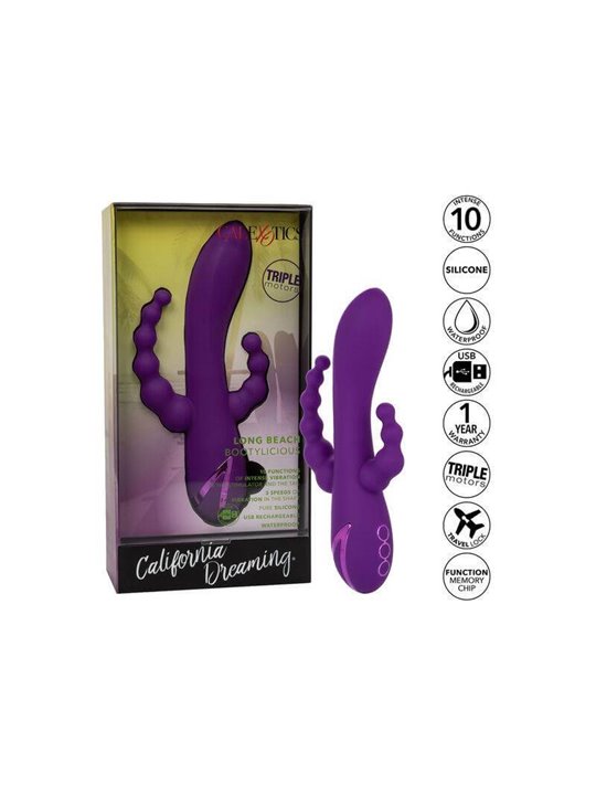 CalExotics Long Beach Bootylicious - Vibratore Rabbit Doppia Penetrazione - Viola