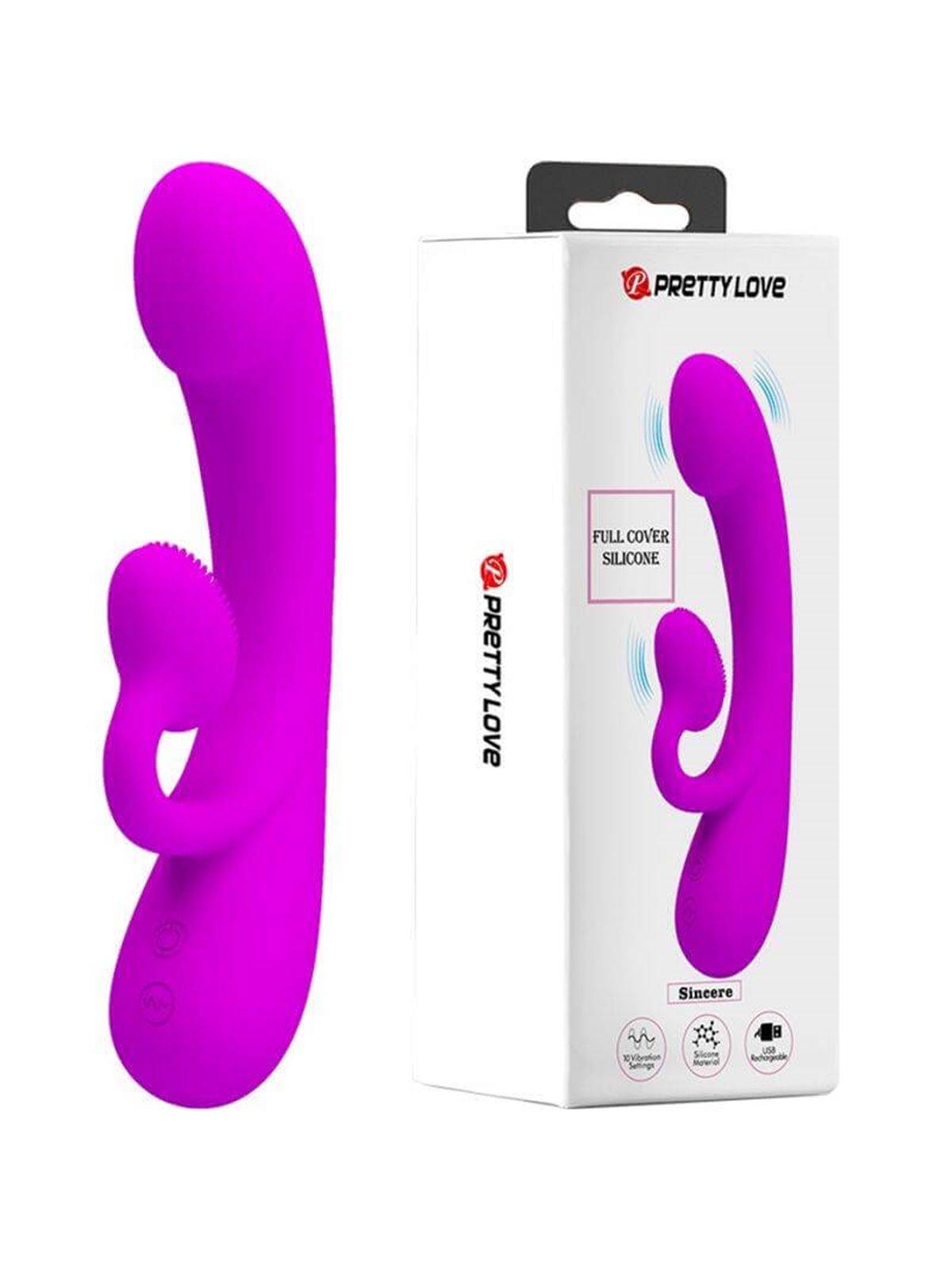 Pretty Love - Sincere Vibrator and Clitoris Sucker Purple Silicone