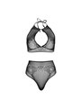 Leg Avenue - Top Corto con Dettagli in Pizzo + Perizoma a Vita Alta Taglia Unica Nero