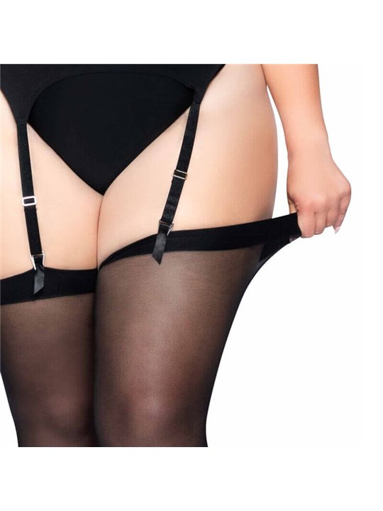 Leg Avenue - Calze Velate Nere Taglia Plus Regolabile