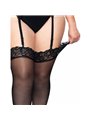 Leg Avenue - Outlet - Black Nylon Stockings with Lace Top Plus