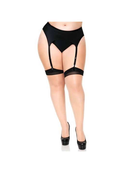 Leg Avenue - Plus Lycra Sheer 2 Tone Thigh High with Backseam and Cuban Heel
