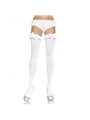 Leg Avenue - White Opaque Tights with Ruffle and Bow Finish