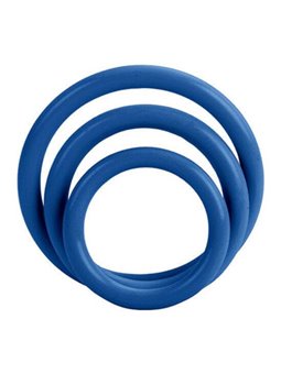 CalExotics Tri-Rings - Set di 3 Anelli Fallici in Silicone - Blu
