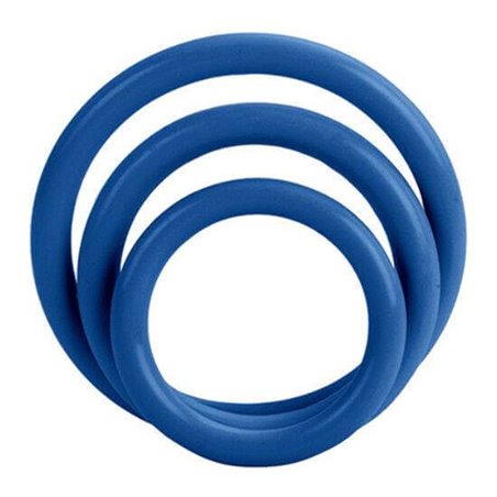 CalExotics Tri-Rings - Set di 3 Anelli Fallici in Silicone - Blu