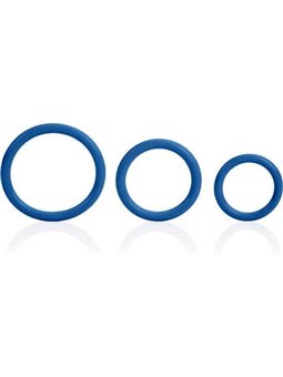 CalExotics Tri-Rings - Set di 3 Anelli Fallici in Silicone - Blu